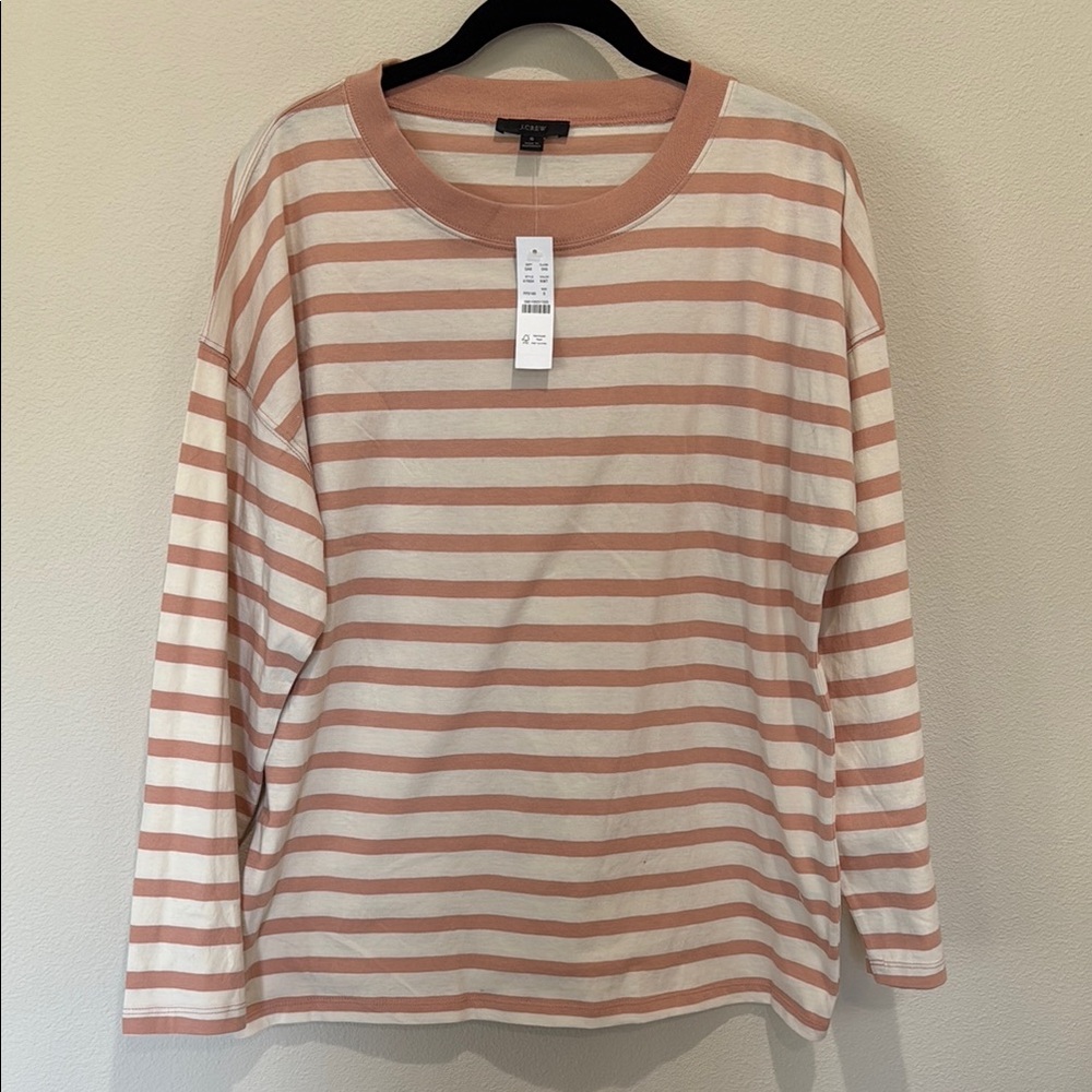 NWT Madewell Striped Pink and Cream Long Sleeve T